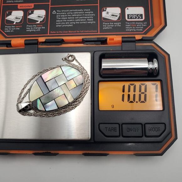 Beautiful 925 Sterling Silver 16" Oval Shell Pendant Chain Necklace - Picture 11 of 11